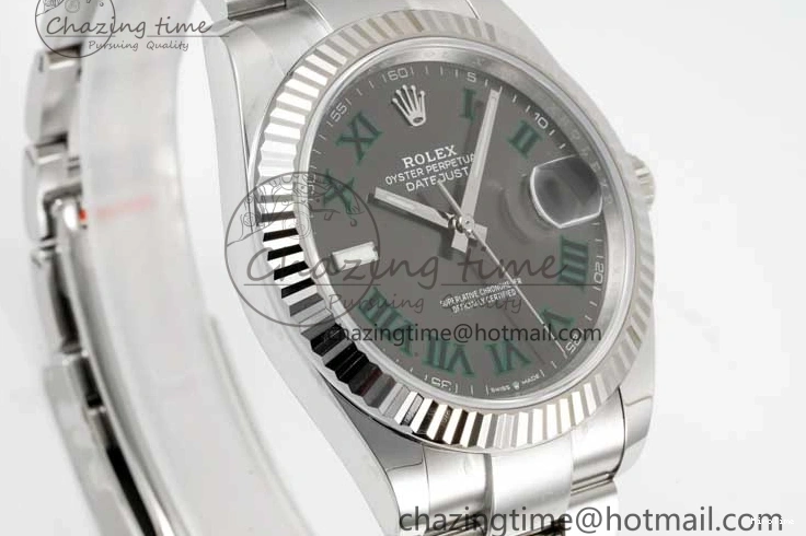 MiroTime 0302 DateJust 41 126334 Clean 1:1 Best Edition 904L Steel Gray Roman Dial on Oyster Bracelet VR Thermal 2430